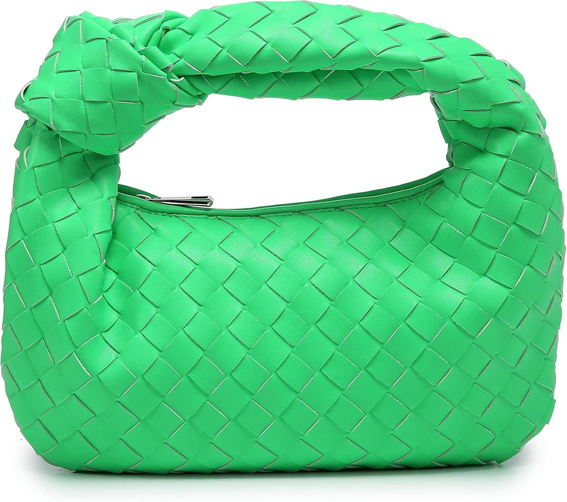 Knoted Women Handbag PU Leather Woven HandBag Fashion Shoulder Bag Purse Woven Handmade Hobo Hand Cl | Amazon (US)