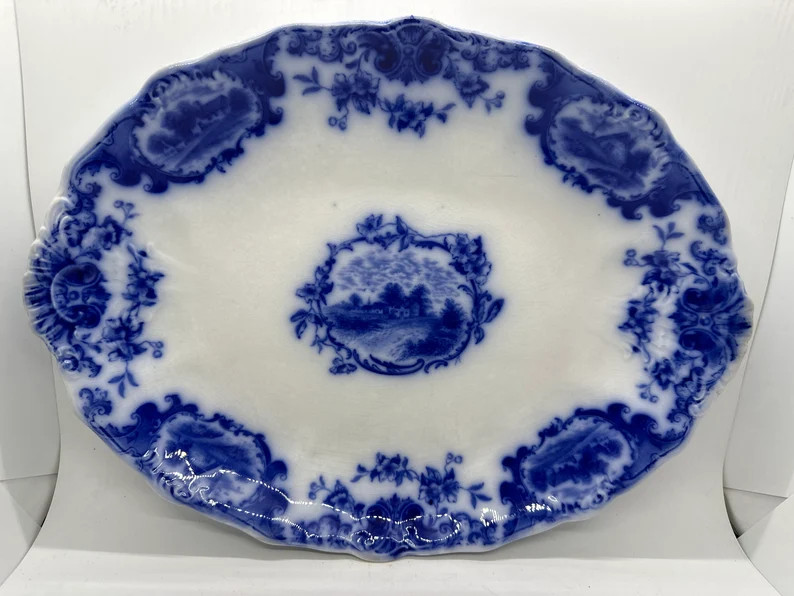 Homestead pattern Flow Blue Platter | Etsy (Global)
