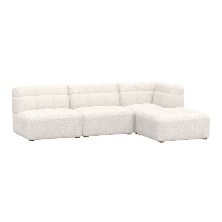 Baldwin Super Sectional Set, Sherpa Ivory Faux-Fur, QS EXEL | Pottery Barn Teen