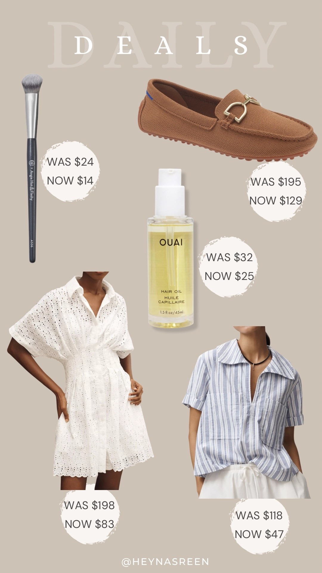 Daily deals on BK Beauty concealer brush, Rothy’s loafers, Quai hair oil, Anthropologie shirt, Anthropologie dress