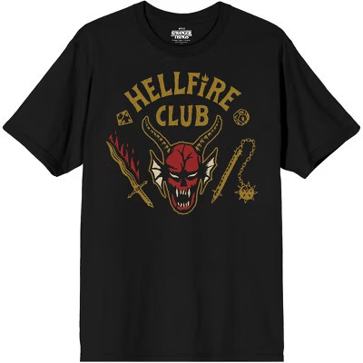 Stranger Things Hellfire Club Classic Logo Adult Black Crew Neck Short Sleeve T-shirt-Medium | Target