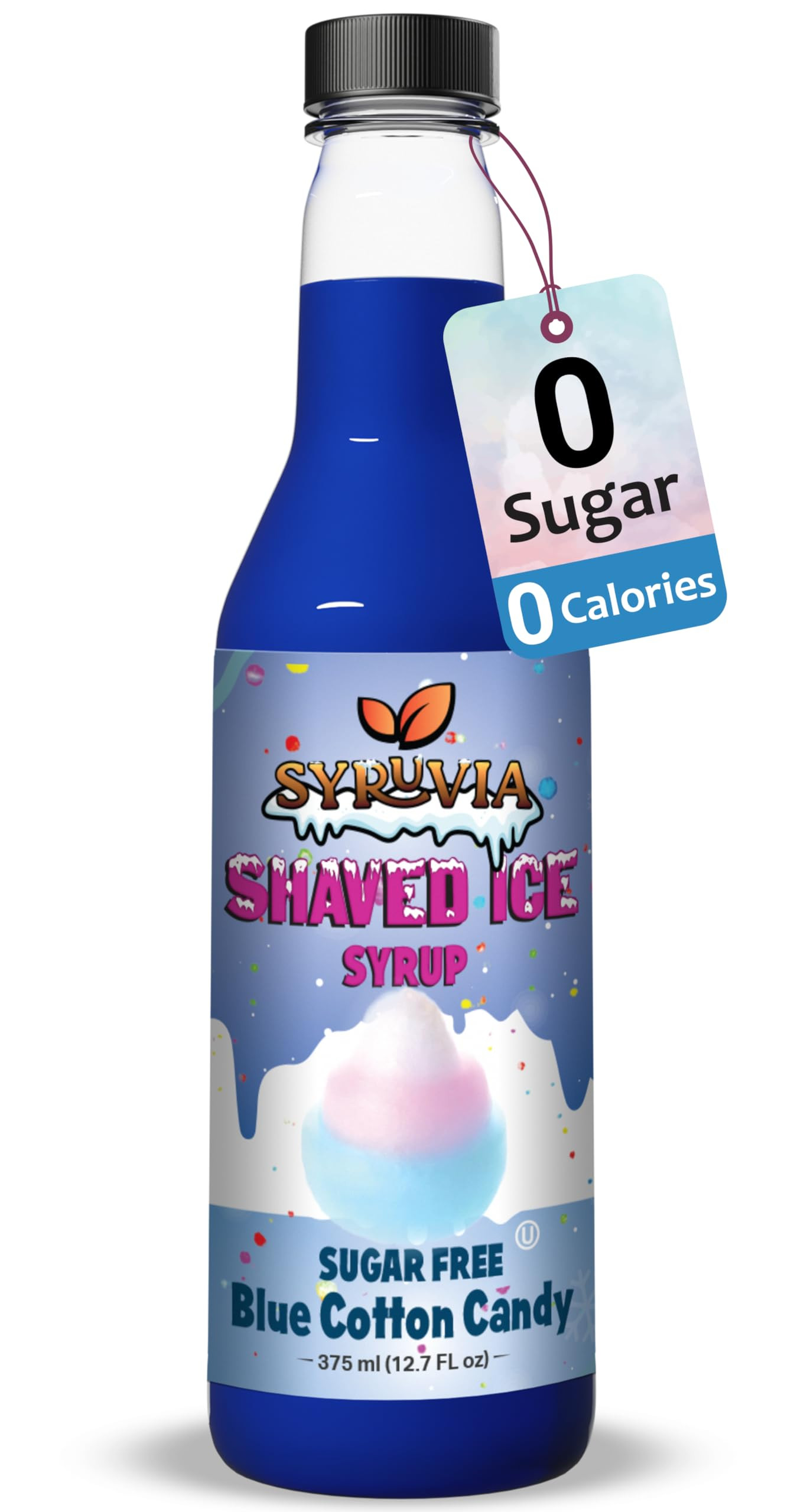 Syruvia Sugar-Free Snow Cone Syrup 12.7oz - Blue Cotton Candy - 0 Calorie Syrup For Shaved Ice, S... | Amazon (US)
