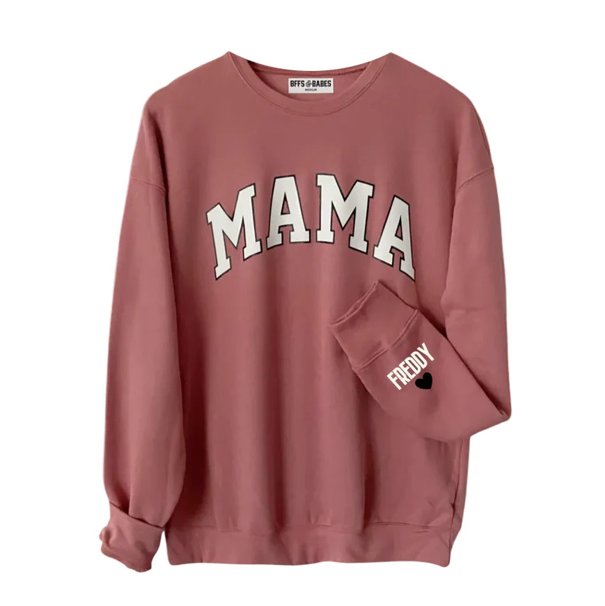 LOVE ON THE CUFF ♡ antique mama sweatshirt with personalized cuff | BFFS & BABES