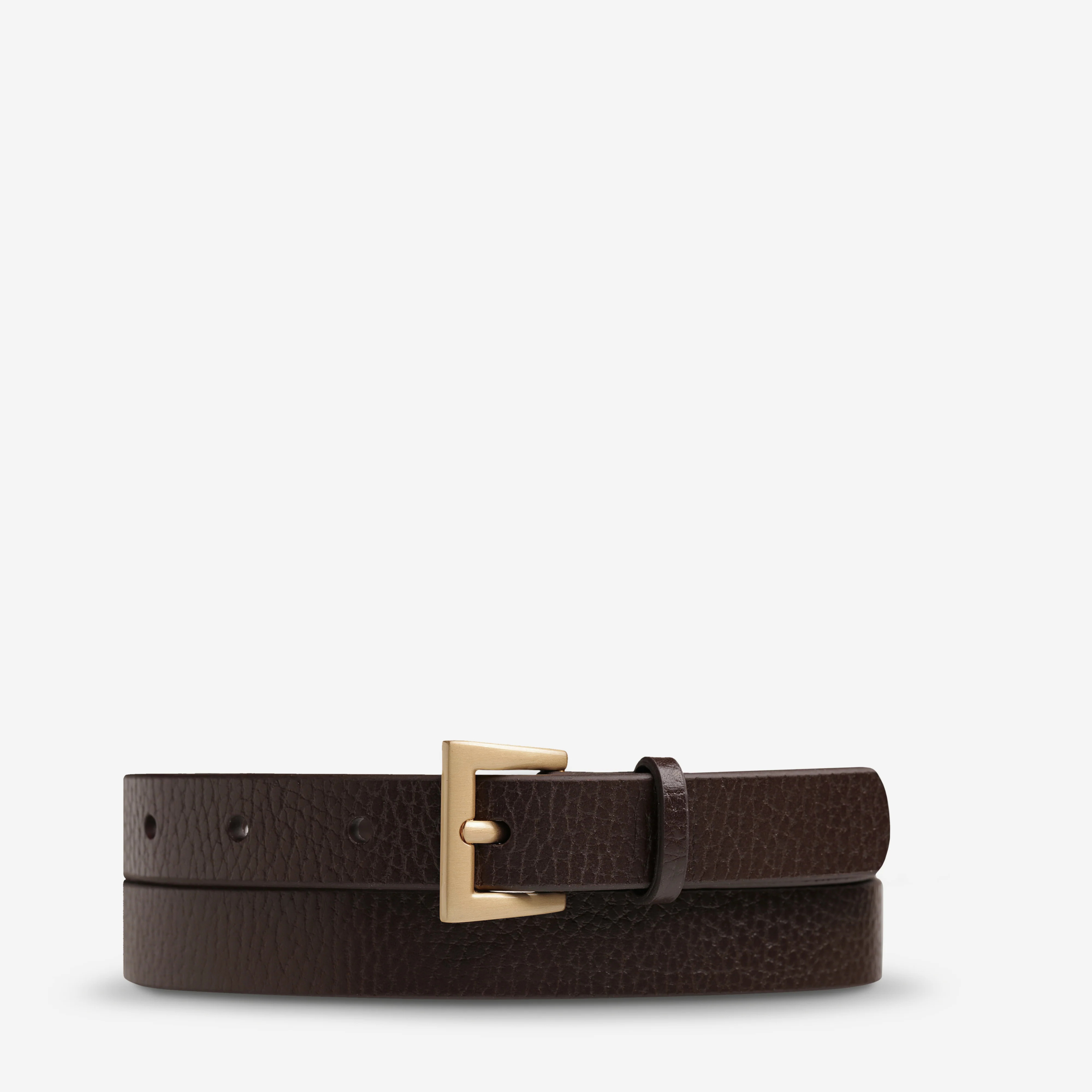 ‘Part of Me’ Women's Choc/Gold Leather Belt | Status Anxiety® | Status Anxiety 