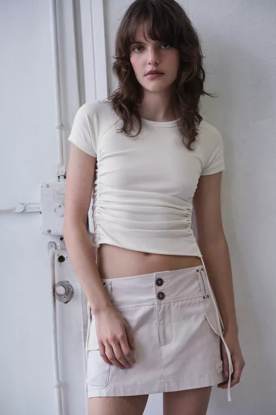 ADJUSTABLE GATHERED T-SHIRT | Zara UK