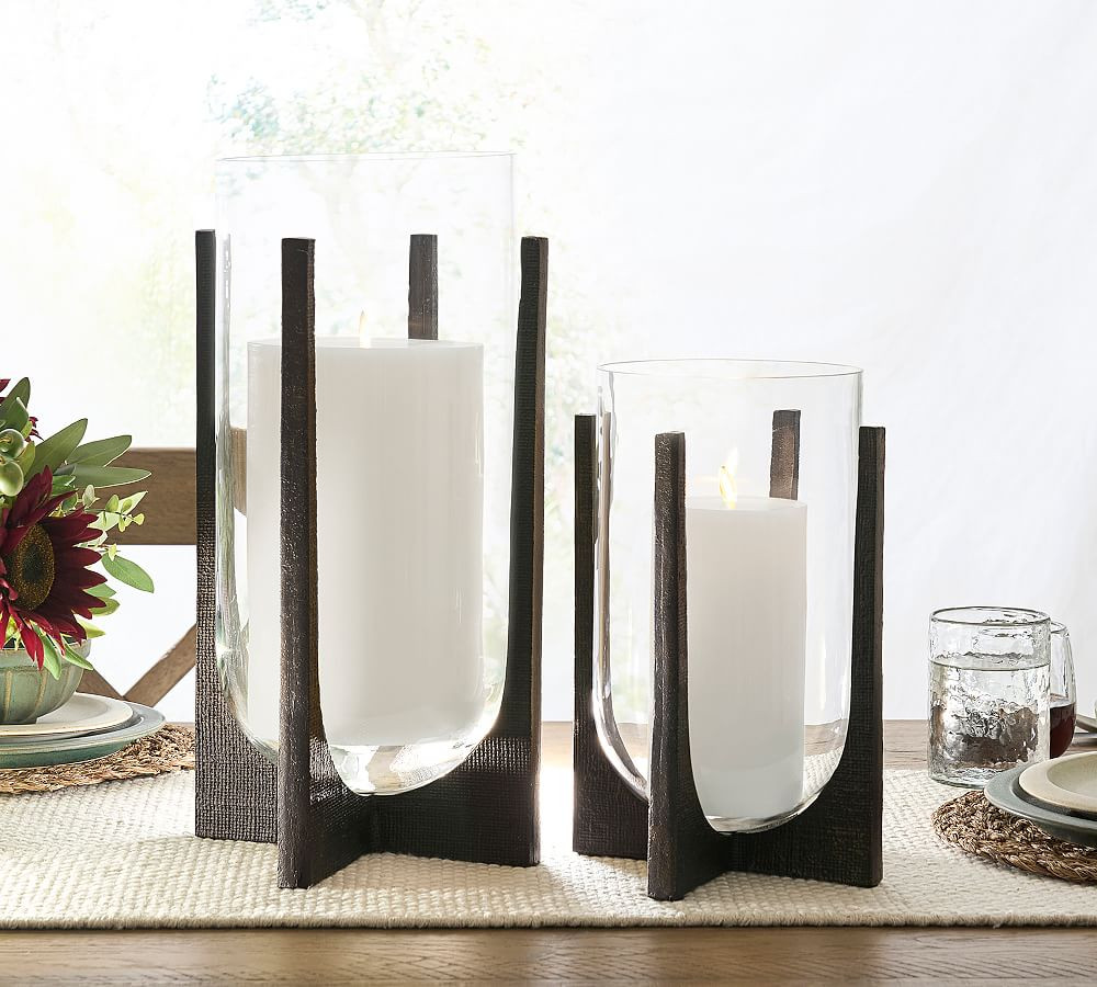 Mesa Cast Iron Hurricane Candleholder | Pottery Barn (US)