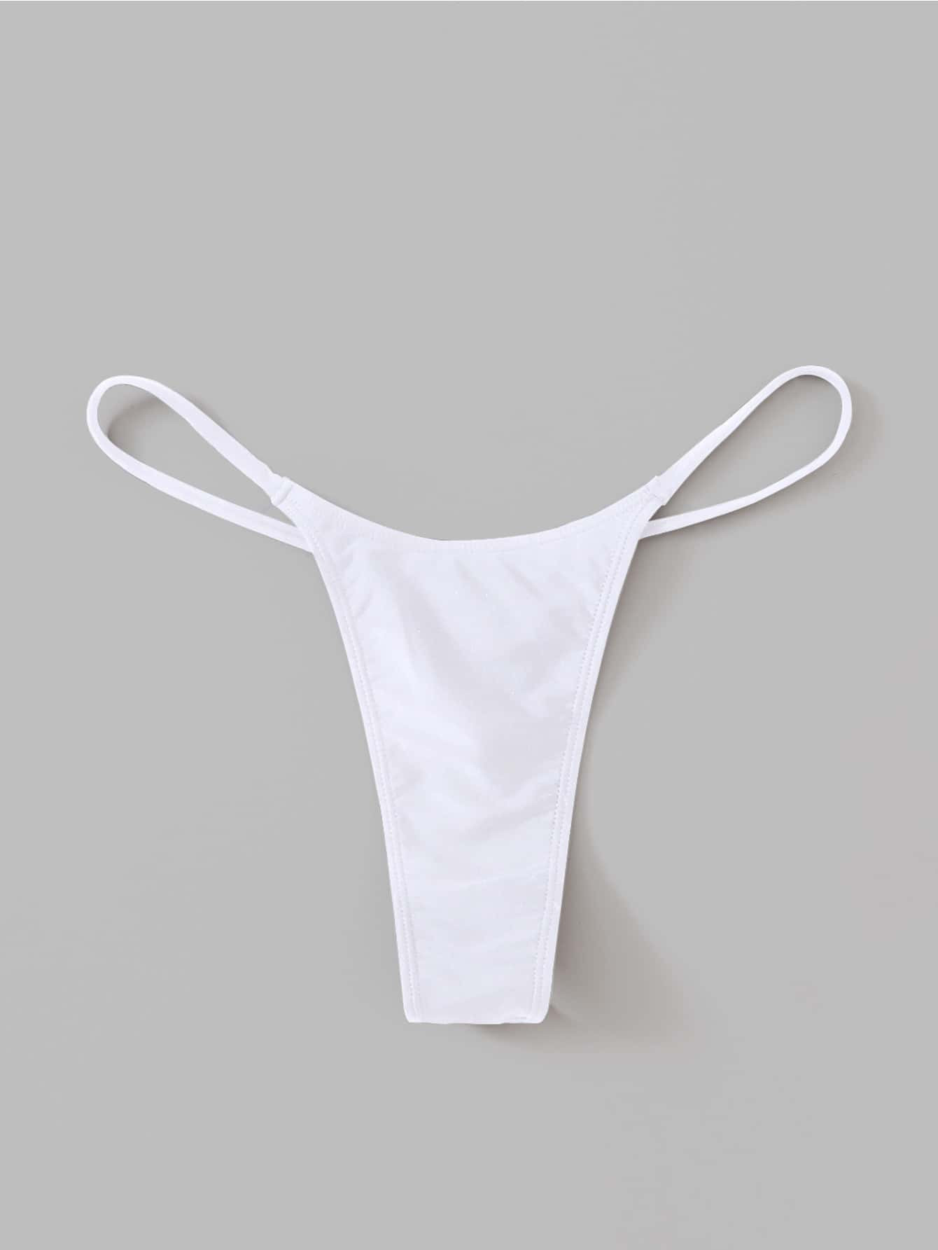 SHEIN Swim Summer Beach Solid Thong Bikini Bottom | SHEIN