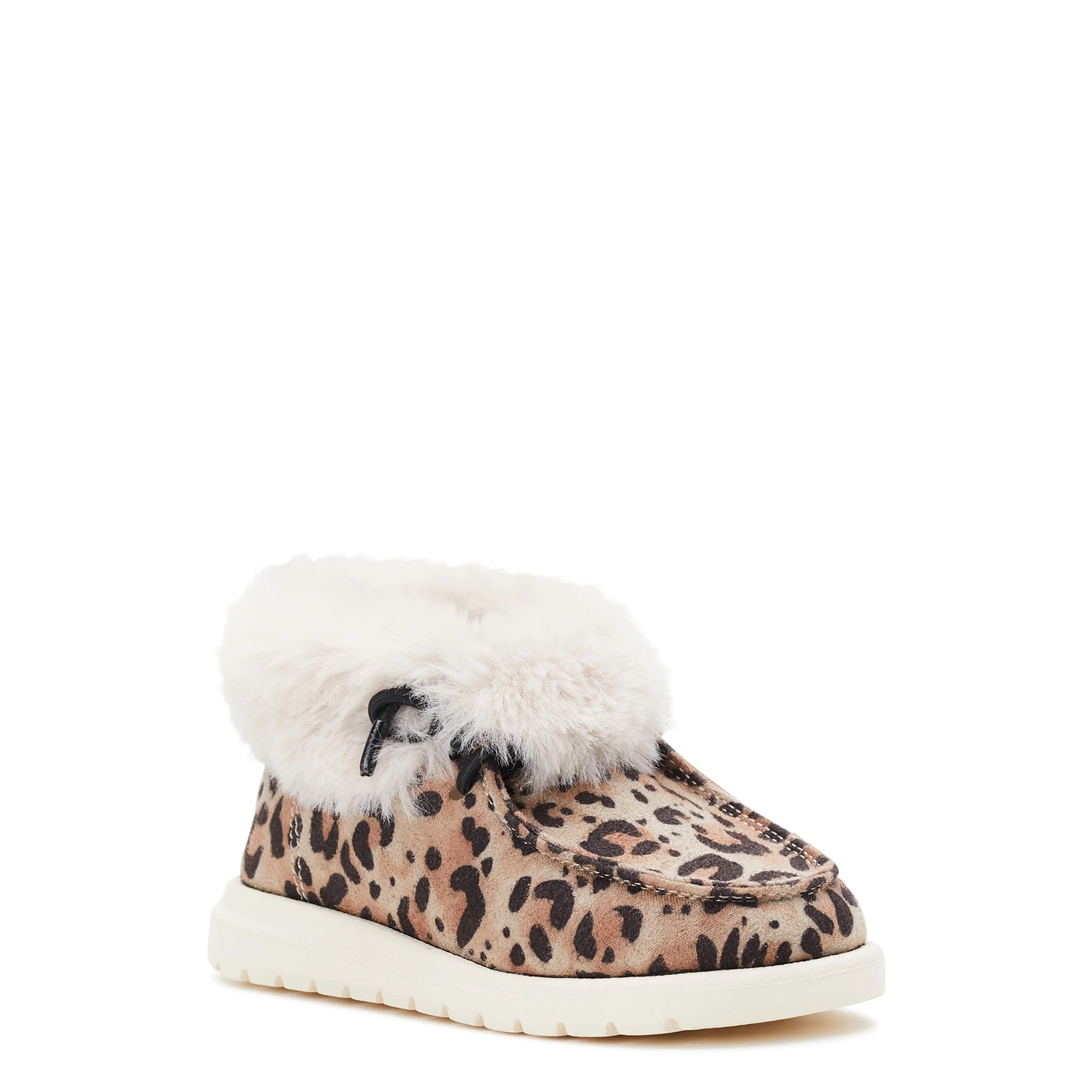 Wonder Nation Baby Girls Moc Toe Faux Fur Moc Toe Booties, Sizes 2-6 | Walmart (US)