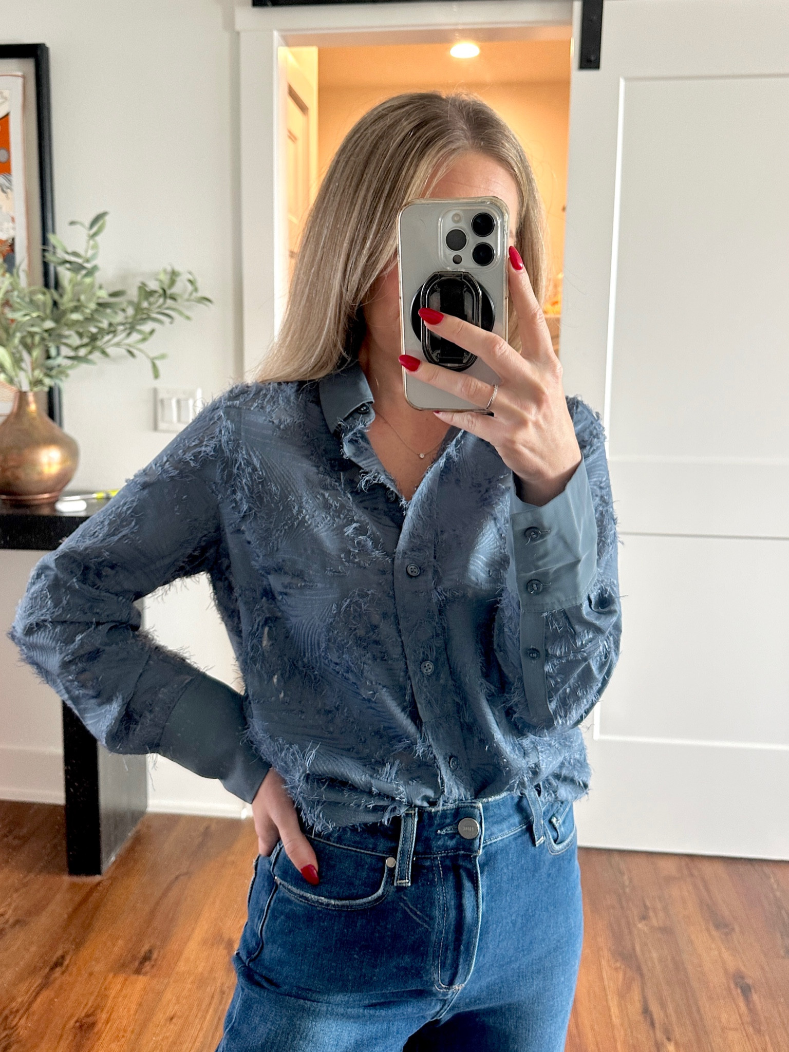 This top drapes so beautifully and looks much more expensive than it is! Love the blue color - have also seen it in black and white. Easy to throw on with jeans and look put together! 

#LTKStyleTip #LTKSeasonal #LTKFindsUnder50