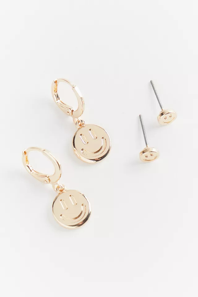 All Smiles Post And Hoop Earring Set | Urban Outfitters (US and RoW)