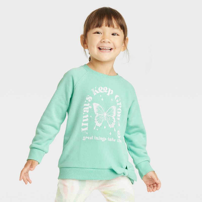 Grayson Mini Toddler Girls' Tie Waist Sweatshirt - Teal Green | Target