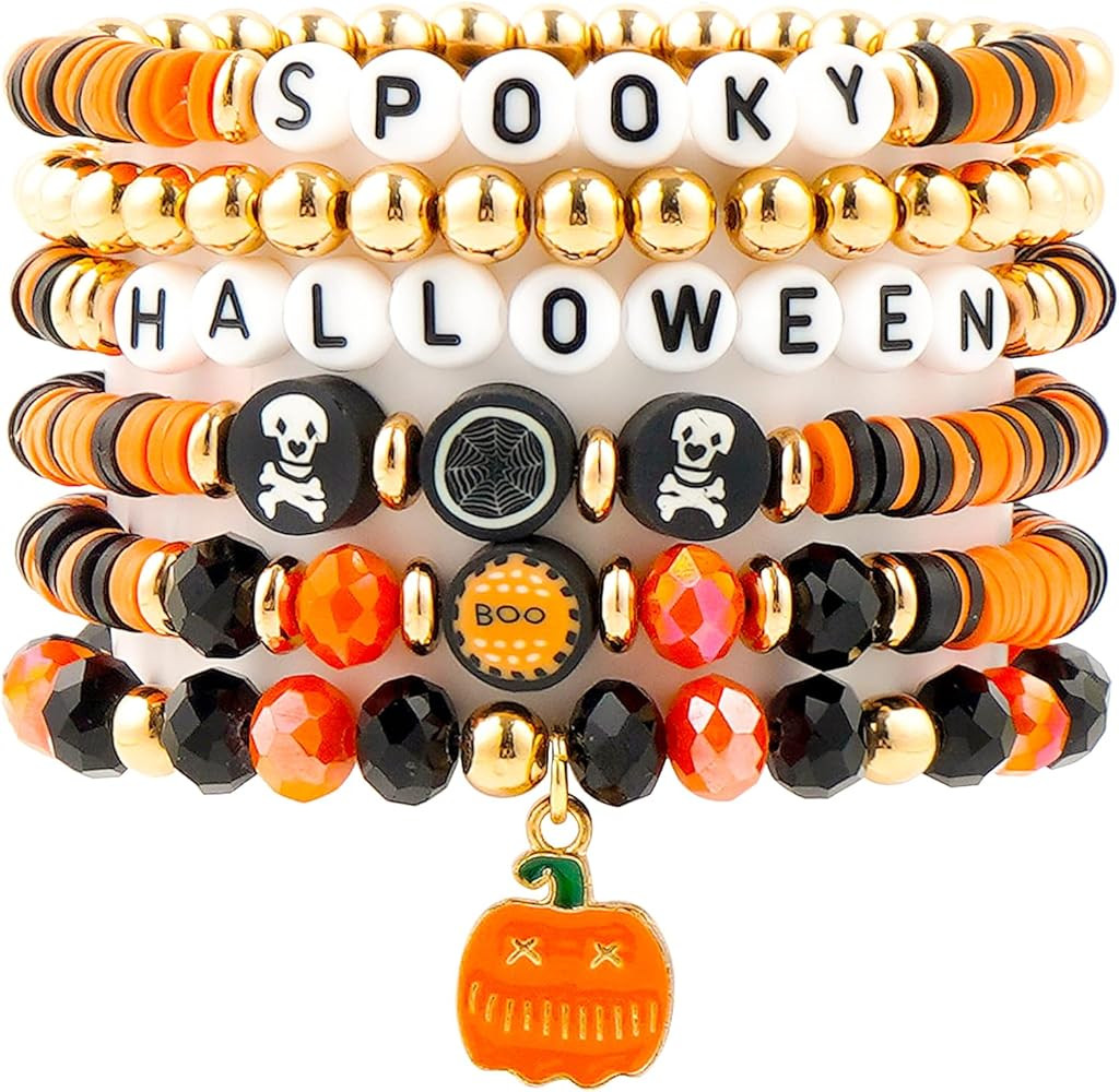 GOOJIDS Surfer Heishi Clay Bead Bracelet Stack Charm Bracelet Amazon Bracelets Satckable Jewelry | Amazon (US)