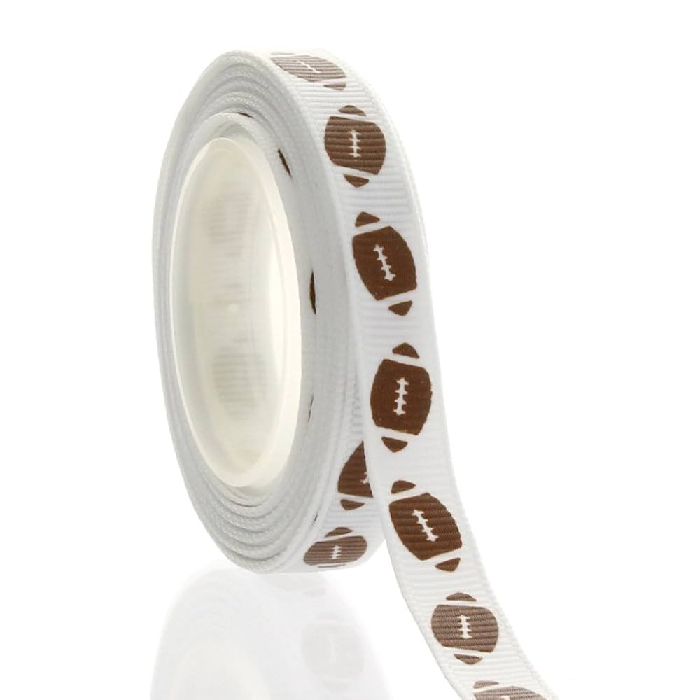 HairBow Center LLC 3/8" Football Grosgrain Polyester Ribbon - White, 5 Yards | Amazon (US)