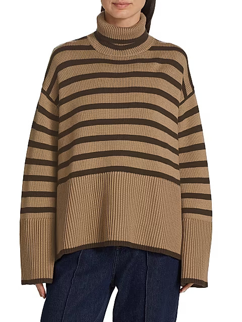 Totême Striped Boxy Turtleneck Sweater | Saks Fifth Avenue