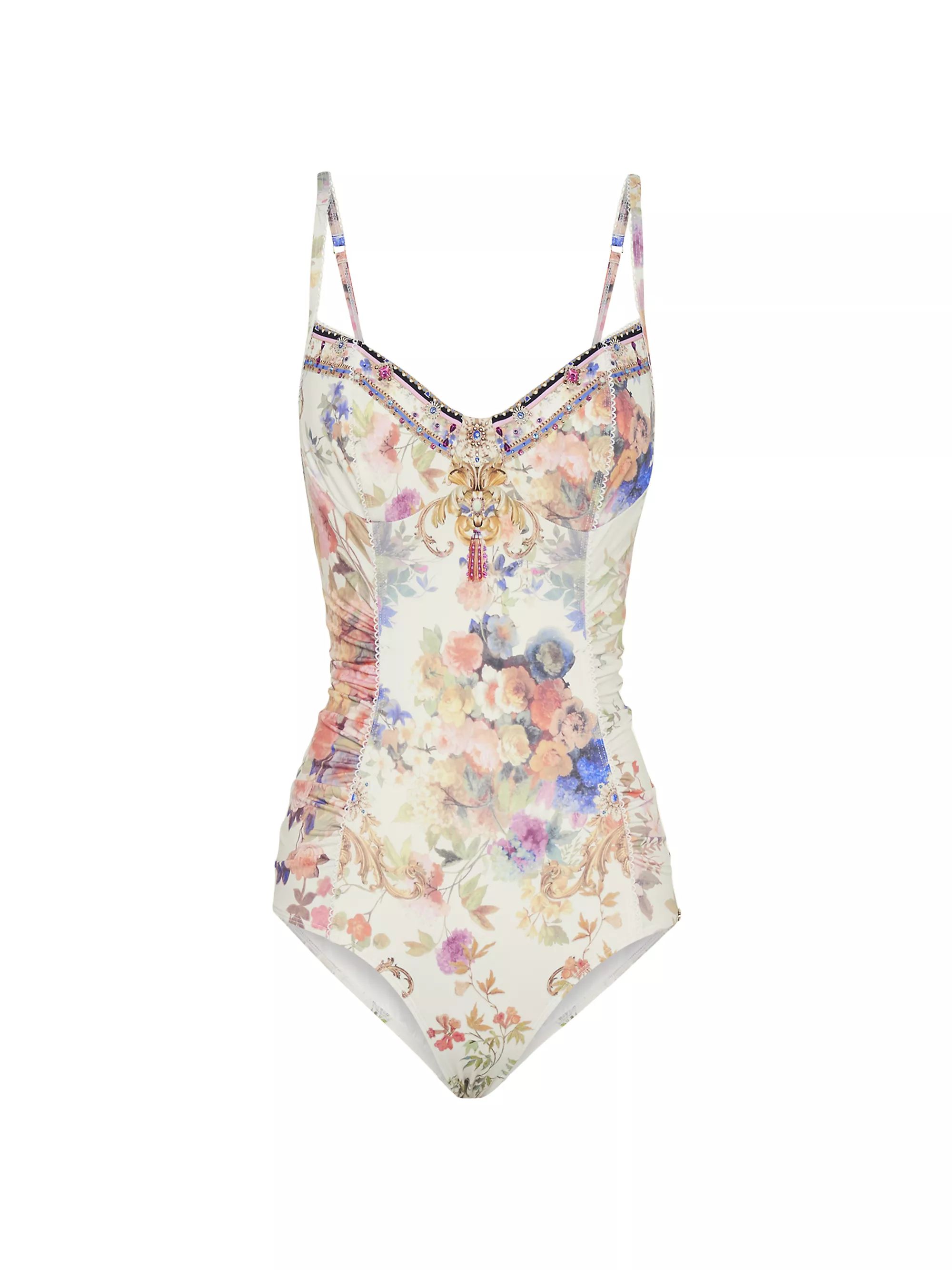 Floral Ruched-Side One-Piece Swimsuit | Saks Fifth Avenue