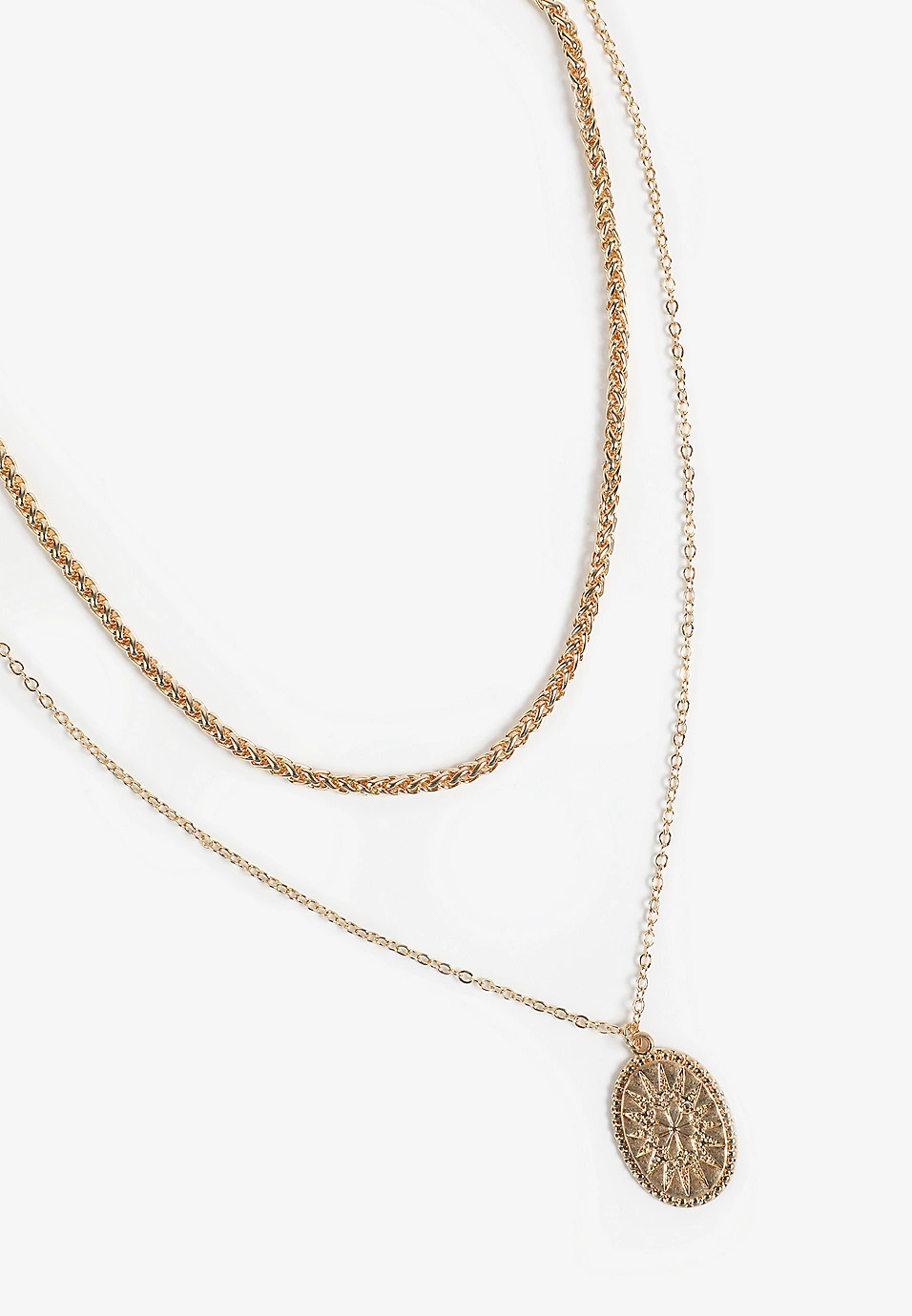 Oval Sunburst Layered Necklace | Maurices