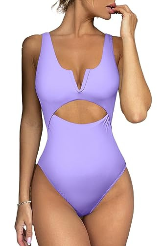 Meyeeka Womens One Piece Swimsuits Tummy Control Bathing Suit for Women Push Up Swimwear V Neck H... | Amazon (US)