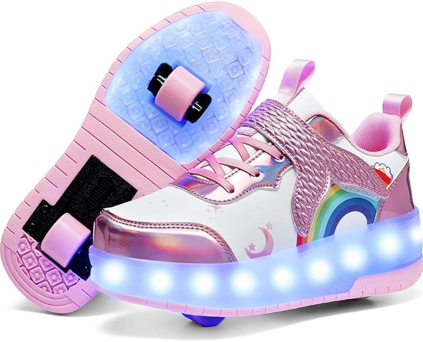Nsasy Zapatos de ruedas para niñas y niños con ruedas con luz LED, zapatos para niños | Amazon (US)