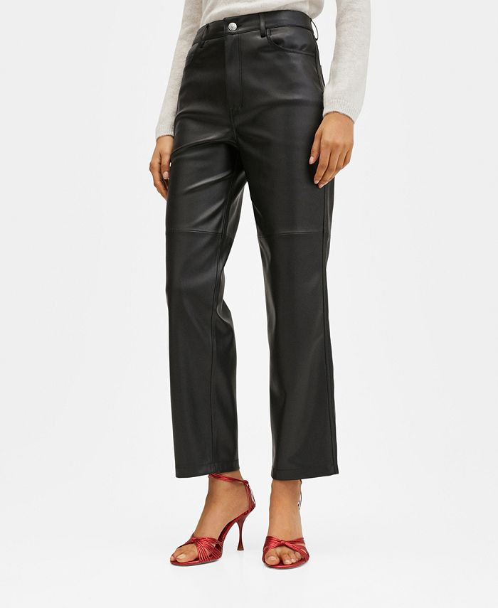 MANGO Women's Leather-Effect Straight Trousers & Reviews - Pants & Capris - Women - Macy's | Macys (US)