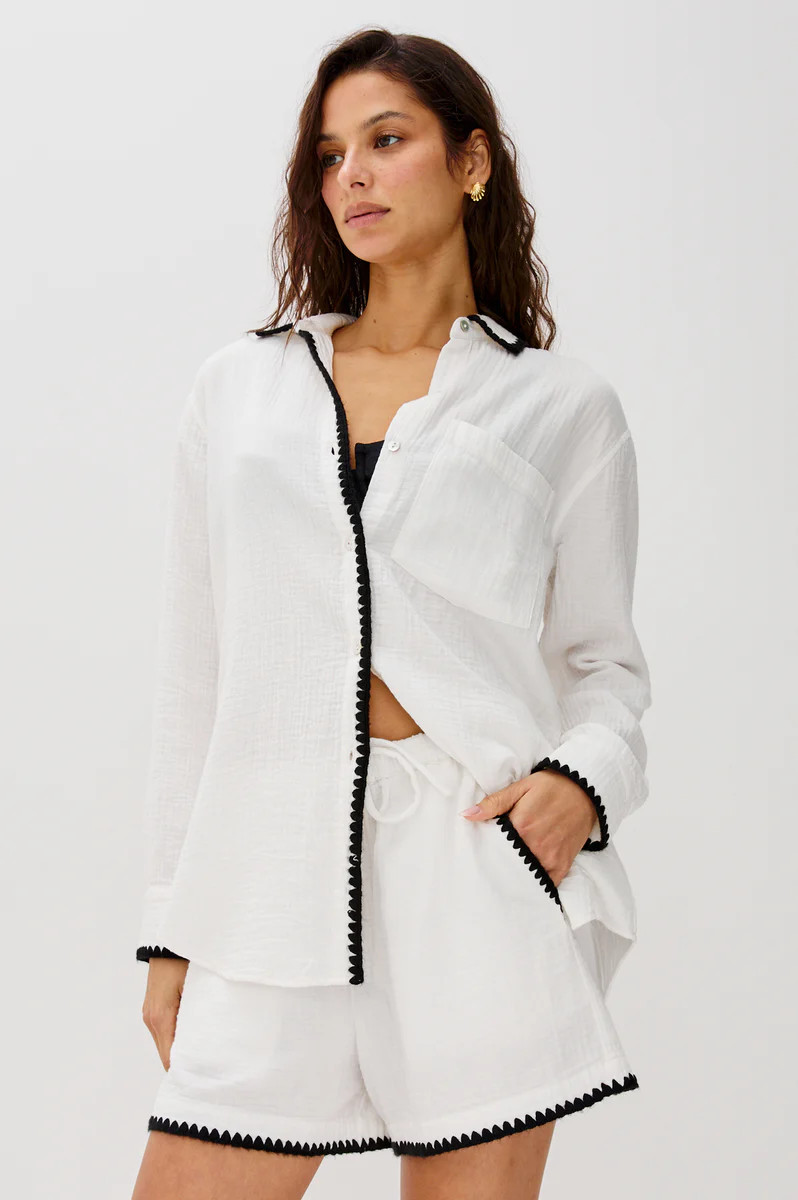 RAILS X LSPACE IDANIA SHIRT - BLACK BLANKET STITCH | Rails