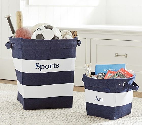 Navy/White Striped Canvas Storage | Pottery Barn Kids