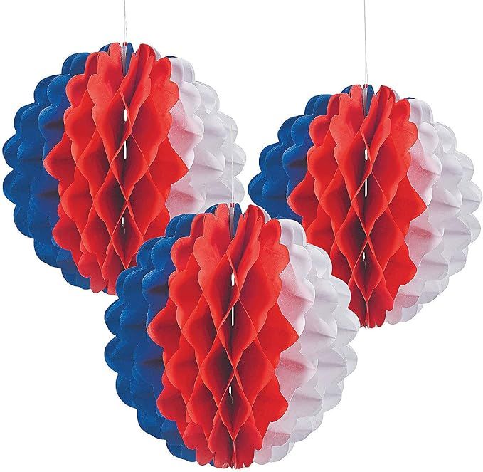 Fun Express - Patriotic Tissue Balls (3pc) for Fourth of July - Party Decor - Hanging Decor - Tis... | Amazon (US)