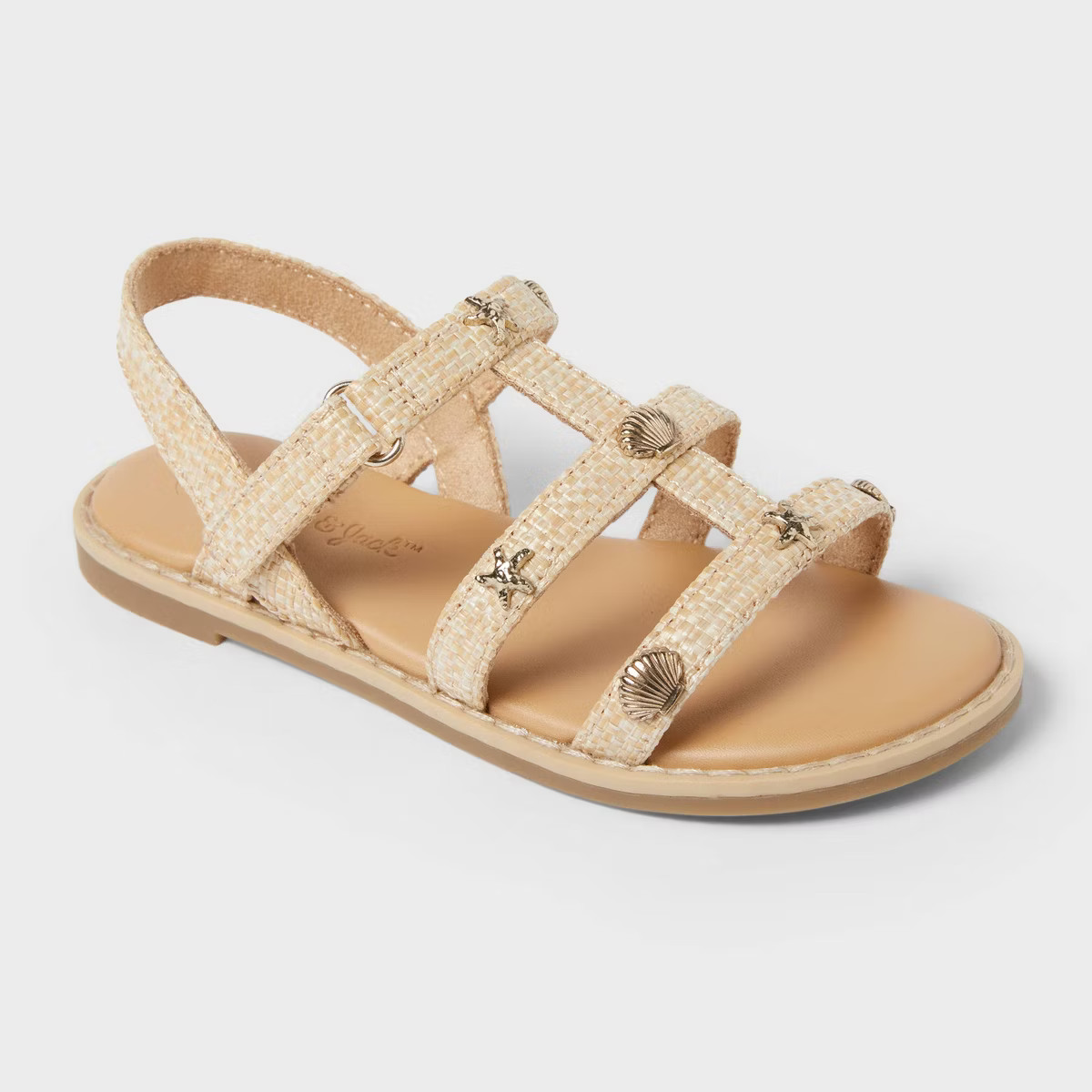 Toddler Girls' Kinsley Raffia Nautical Sandals - Cat & Jack™ Beige | Target