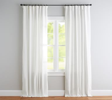 Custom Emery Linen Blackout Curtain - White | Pottery Barn (US)