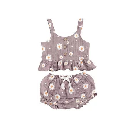 Kiapeise Toddler Girls Daisy Print Sleeveless Vest Bloomer Shorts Summer Set | Walmart (US)