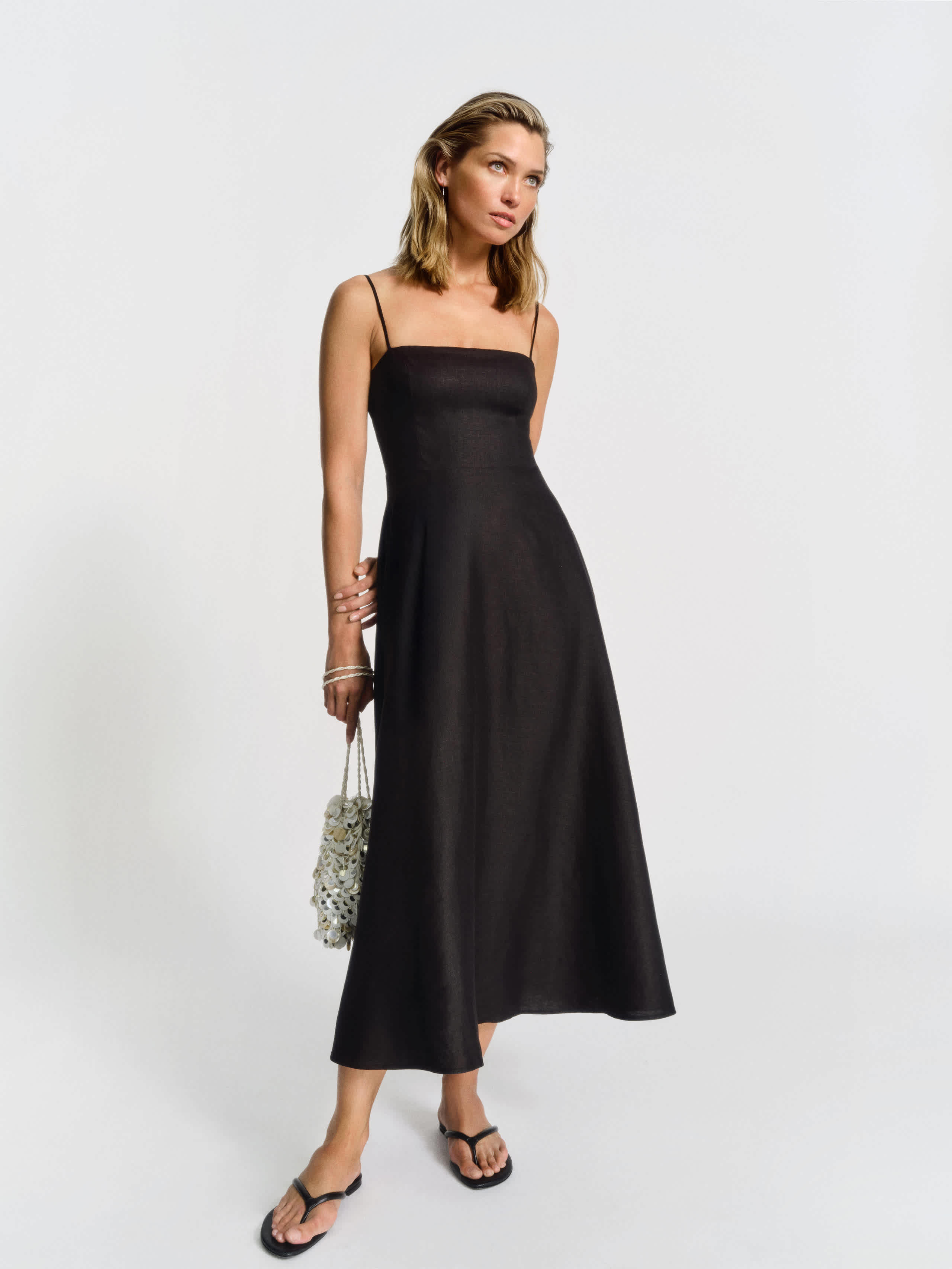 Reformation Monette Linen Dress Black 12 | Reformation (Global)
