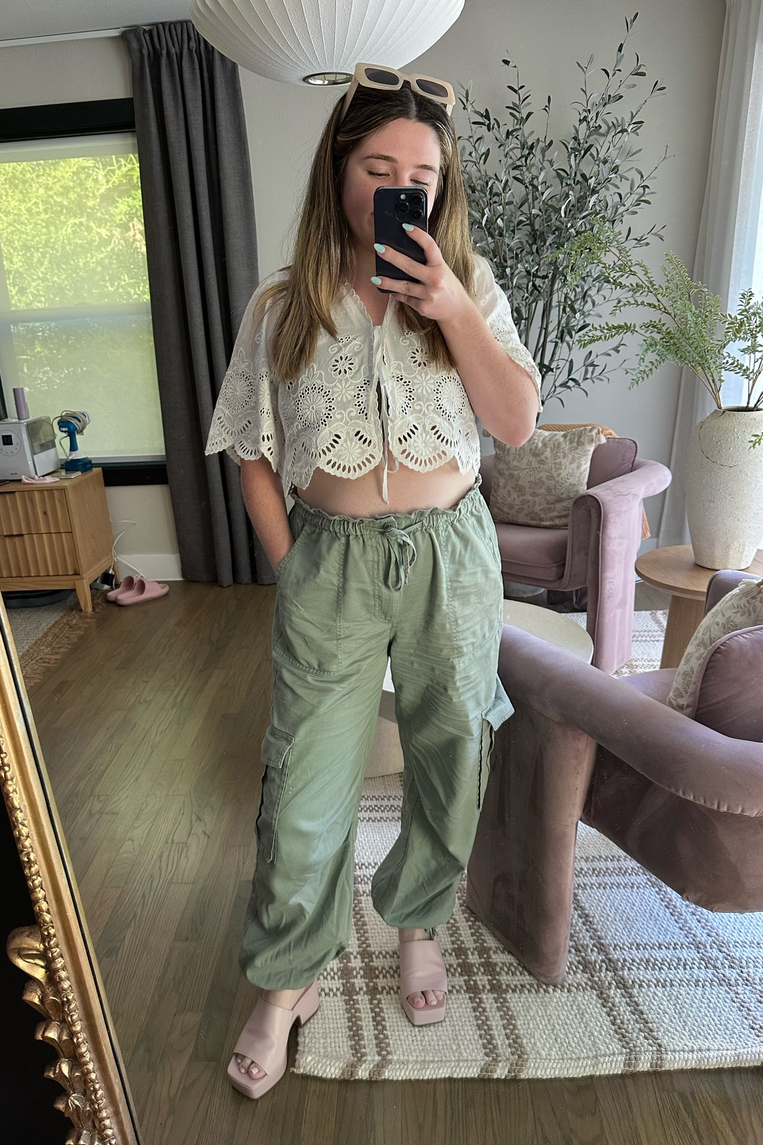 Daily outfit 
Cargo pants are Abercrombie (size down) 
Anthropologie top - exact top is sold out but similar linked! 
Anthropologie mauve heels 
Amazon sunglasses :) 

#LTKstyletip