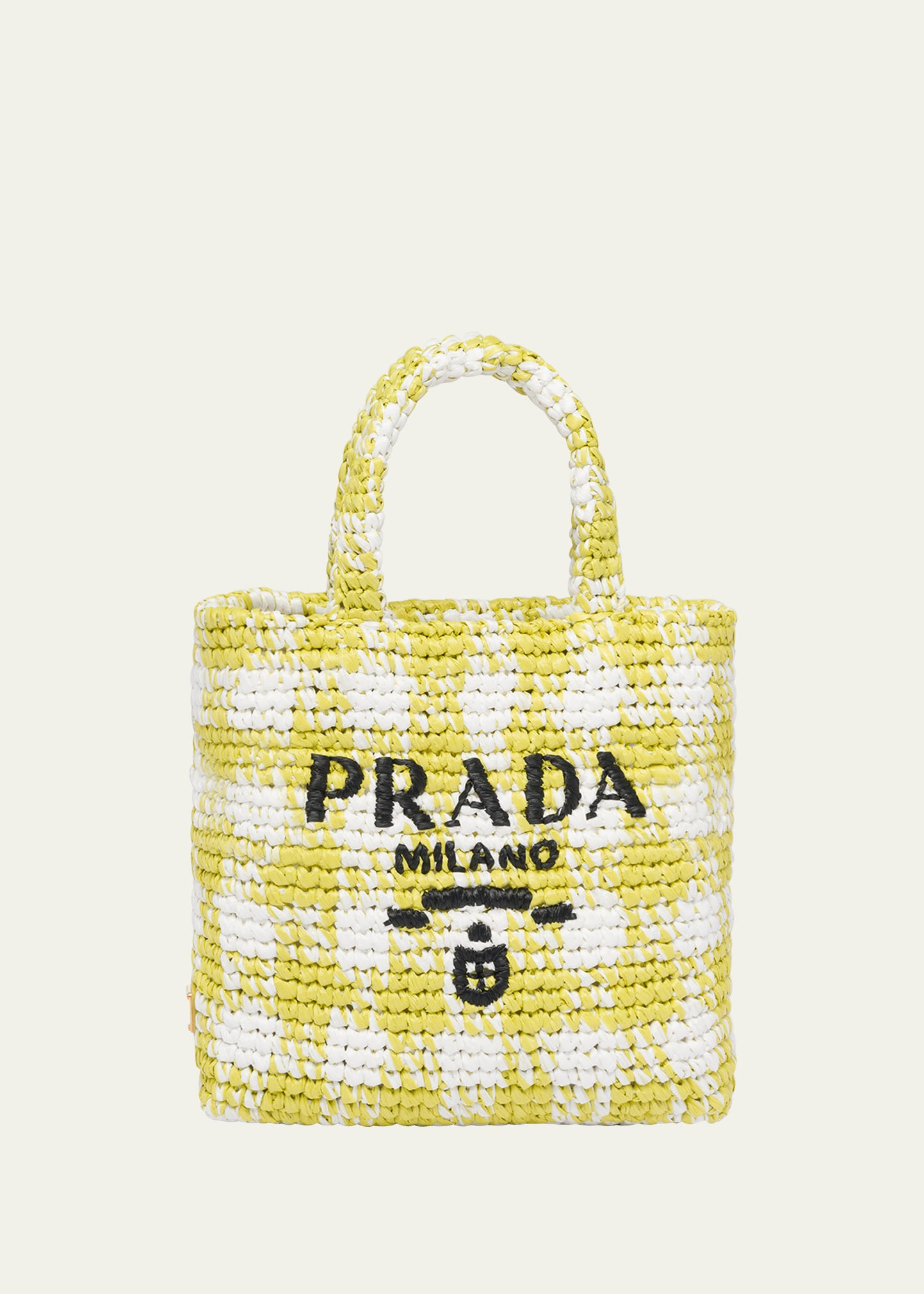 Prada Logo Checkered Raffia Tote Bag | Bergdorf Goodman