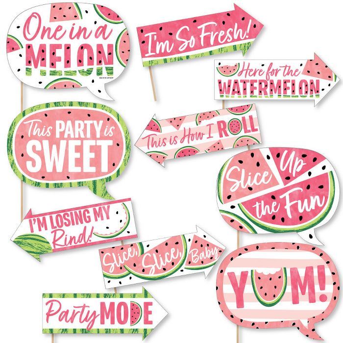 Big Dot of Happiness Funny Sweet Watermelon - Fruit Party Photo Booth Props Kit - 10 Piece | Target