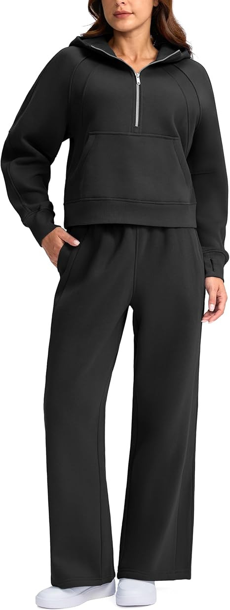 SANTINY Two Piece Sets for Women Winer Fleece Hoodies Sweatsuits Oversized Sweatshirt 2 Piece Lou... | Amazon (US)