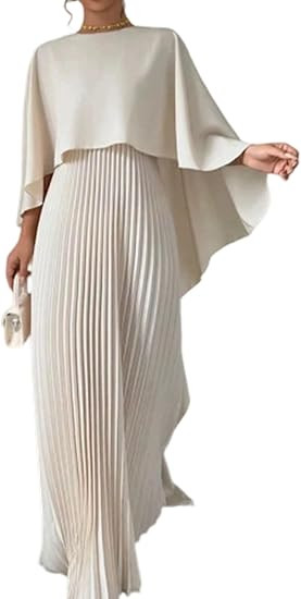 Women's Elegant Pleated Dresses Spring Solid Formal Long Dresses Evening Party Maxi Dress with Ca... | Amazon (US)