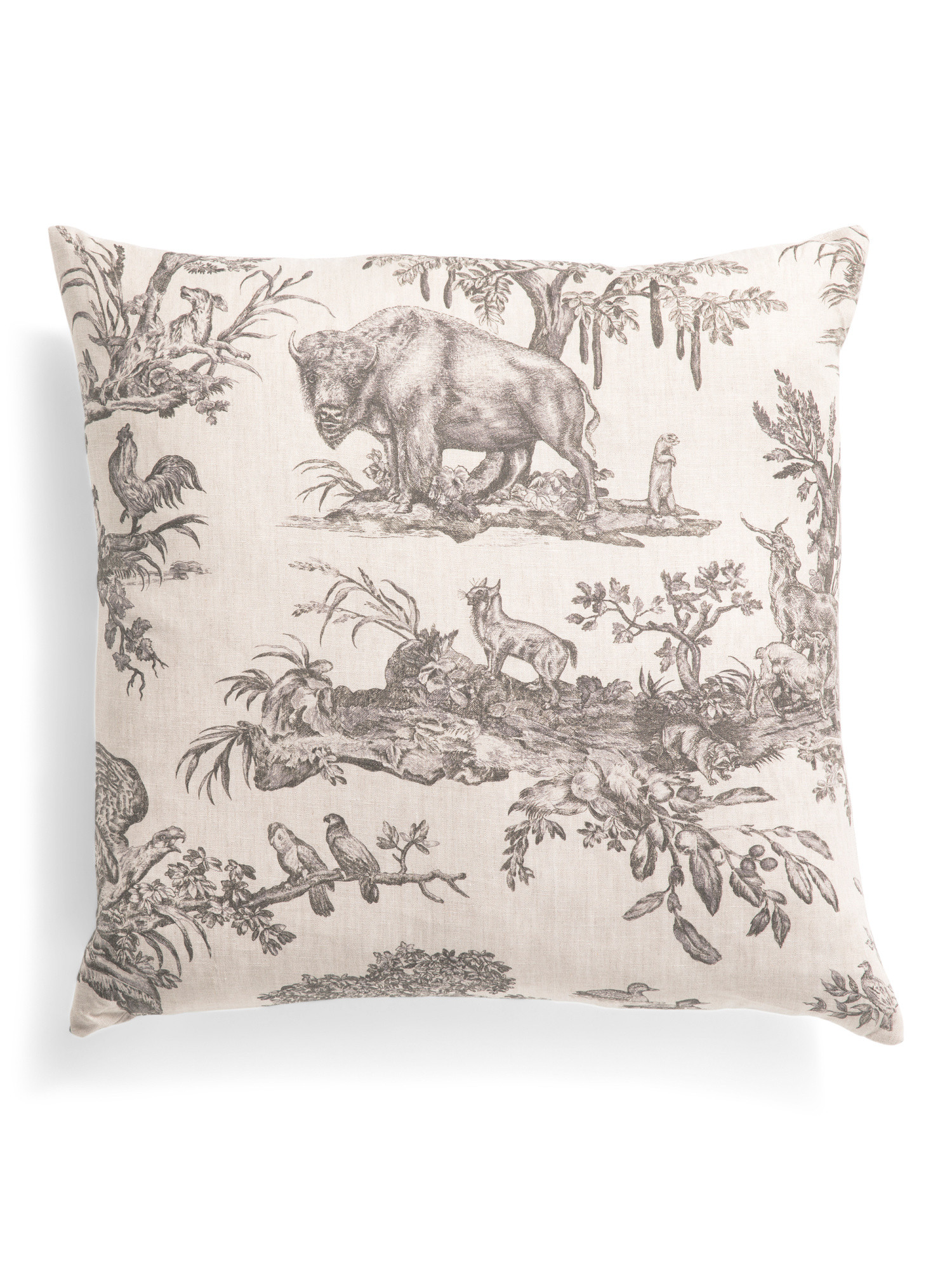 Made In Usa 22x22 Linen Luxe Western Toile Feather Filled Pillow | Luxury Gifts | Marshalls | Marshalls