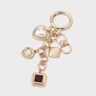 Mixed Simulated Pearl Bezel Dangle Bag Charm - A New Day™ Gold | Target