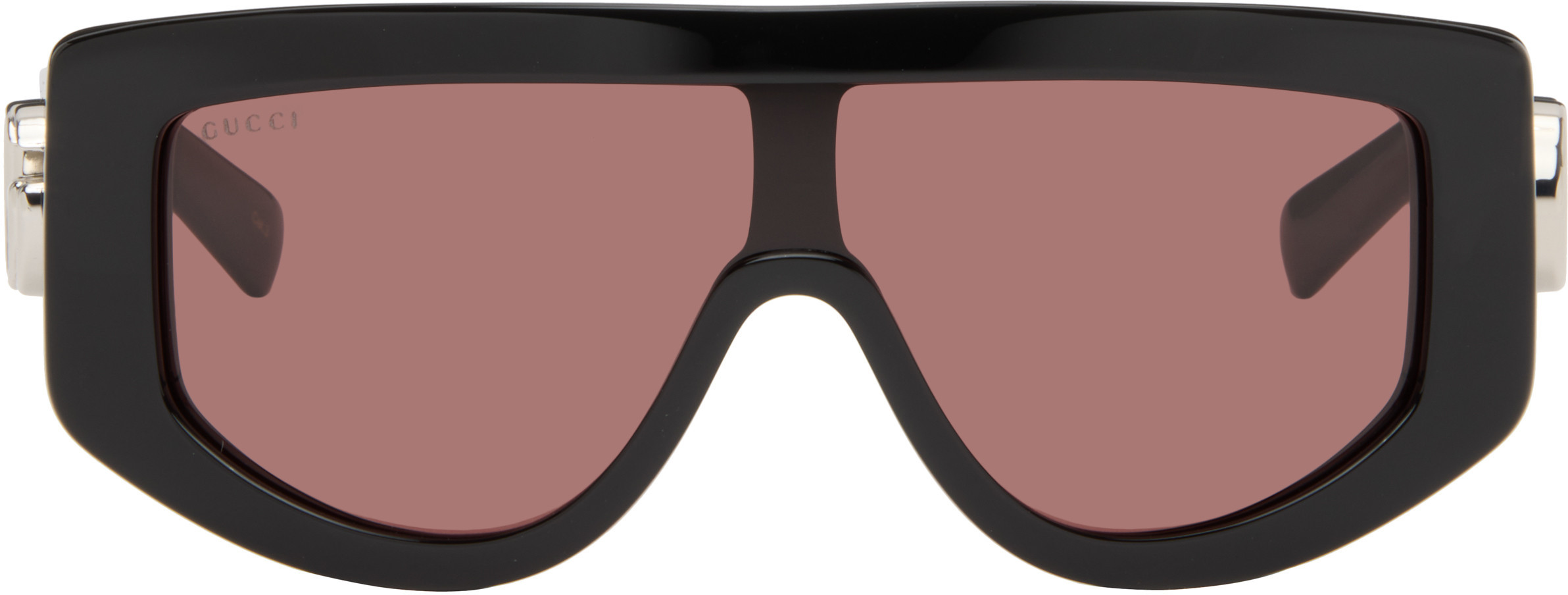 Gucci Black Rectangular Frame Sunglasses | SSENSE