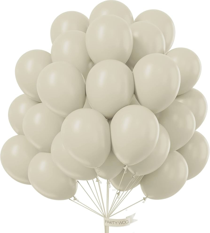 PartyWoo White Sand Balloons, 50 pcs 12 Inch Boho White Balloons, Sand White Balloons for Balloon... | Amazon (US)