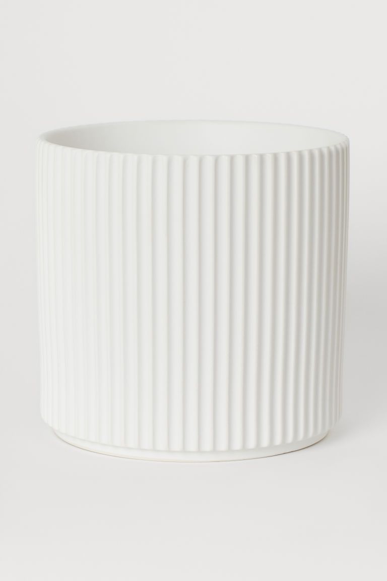 H & M - Large Stoneware Plant Pot - White | H&M (US + CA)