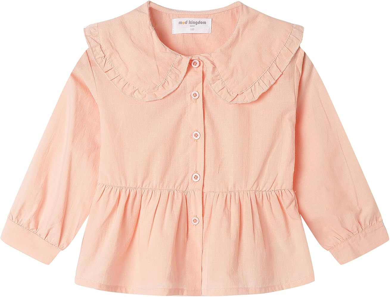 Mud Kingdom Girls Blouse Shirts Spring Fall Long Sleeve Button-Down Top Ruffle Collar | Amazon (US)