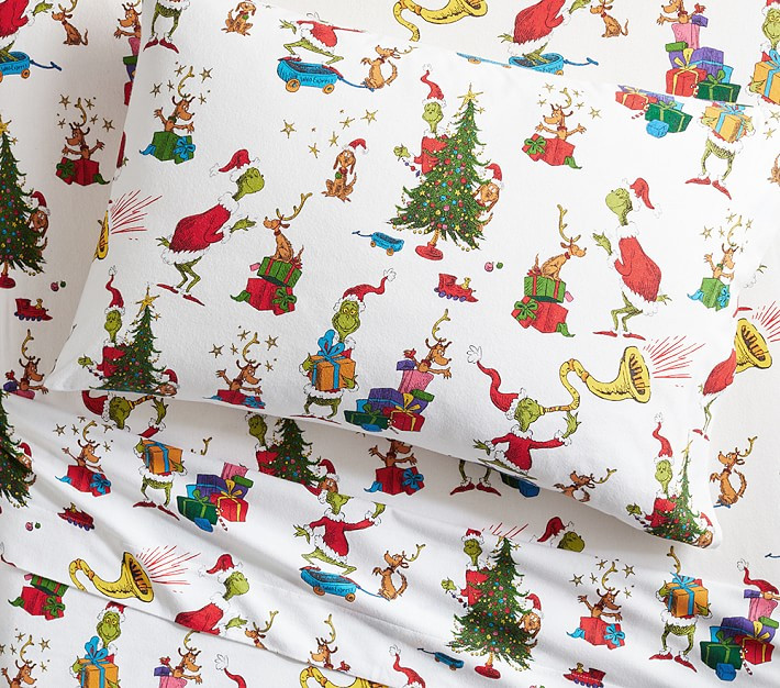 Dr. Seuss’s The Grinch™ & Max™ Sheet Set & Pillowcases | Pottery Barn Kids