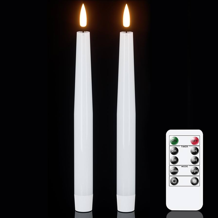 GenSwin Flameless Taper Candles, LED Taper Candles Battery Operated with Remote Timer, Set of 2 R... | Amazon (US)