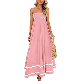 PRETTYGARDEN Women's 2025 Summer Flowy Maxi Dress Casual Sleeveless Spaghetti Strap Ruffle Beach ... | Amazon (US)