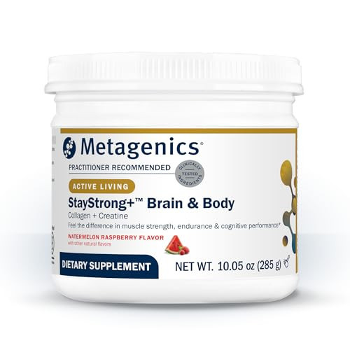 Metagenics StayStrong+ Brain & Body Powder - Creatine Monohydrate & Collagen Powder Blend with Verisol - Cellular Energy, Brain Health & Muscle Support - Watermelon Raspberry Drink Mix - 30 Servings | Amazon (US)