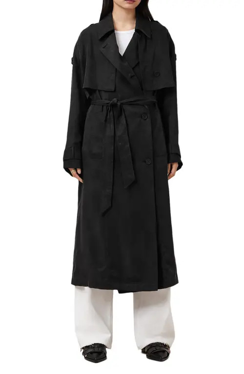 AllSaints Linnie Trench Coat in Black at Nordstrom, Size Small | Nordstrom