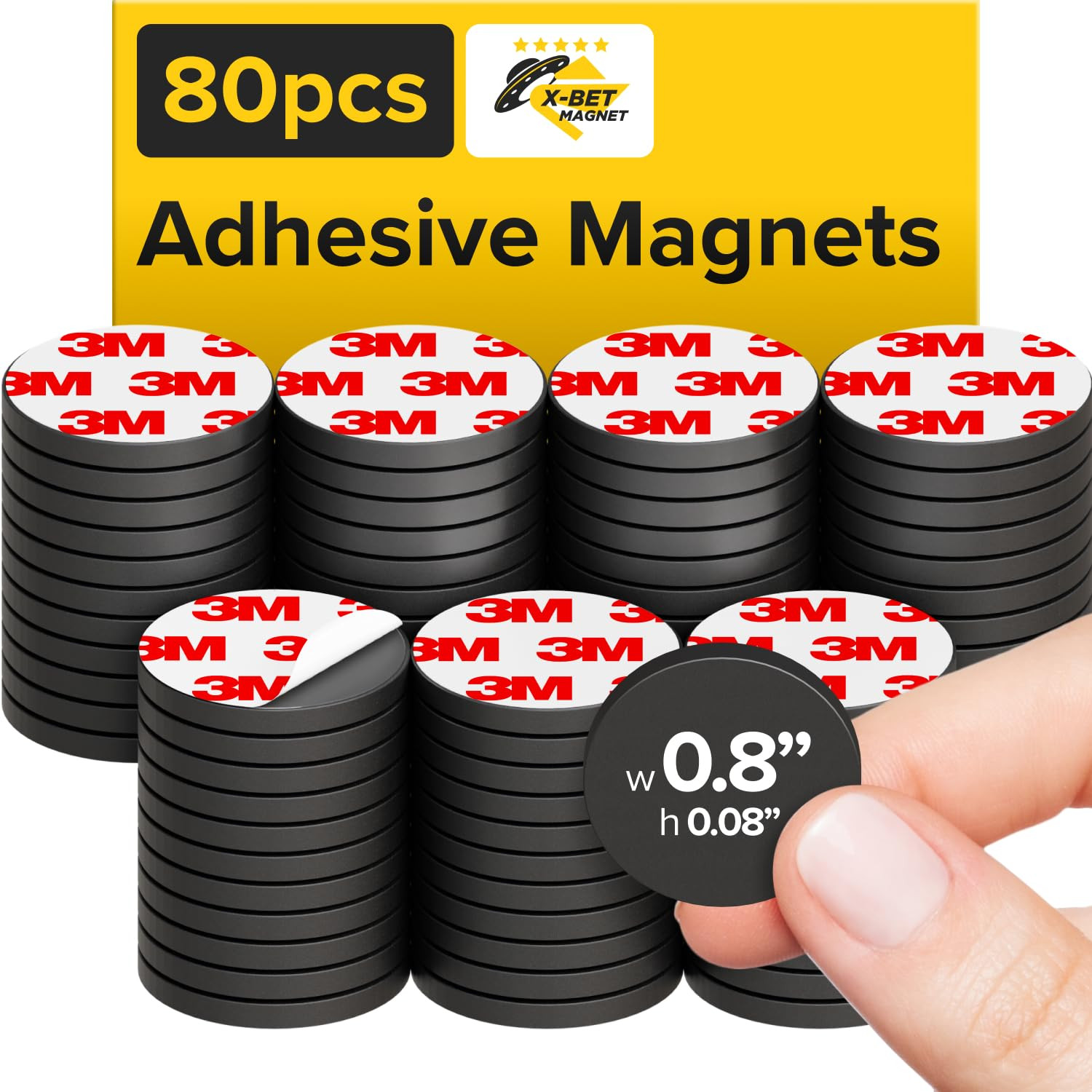 X-bet MAGNET Round Flexible Magnets with Adhesive Backing - (80pcs 0.8"x0.08") Magnetic Dots for ... | Amazon (US)