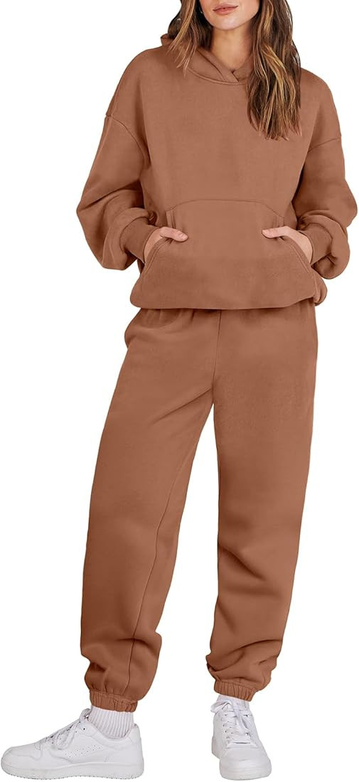 Women 2 Piece Outfits Hoodie Sweatshirt Tracksuit & Oversized Jogger Sweatpants Y2K Sweatsuit Set | Amazon (US)