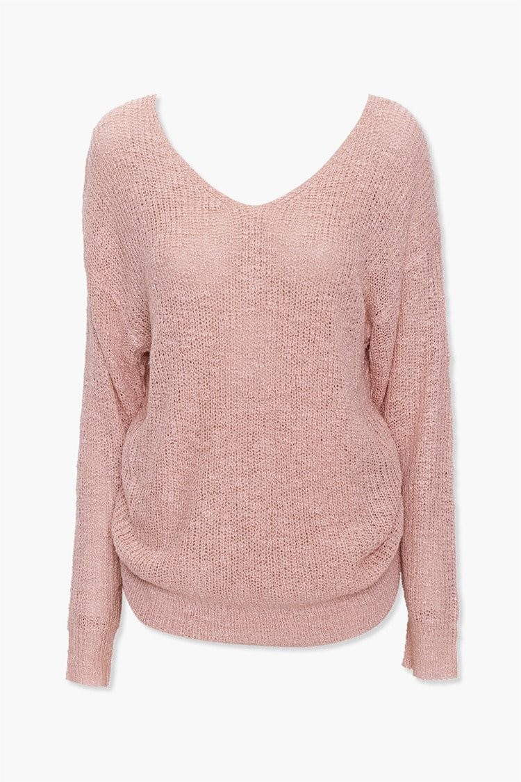 Twist-Back Knit Sweater in Blush Small | Forever 21 (US)