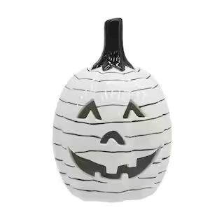 7" White & Black Striped LED Ceramic Tabletop Jack-O'-Lantern  by Ashland® | Michaels | Michaels Stores